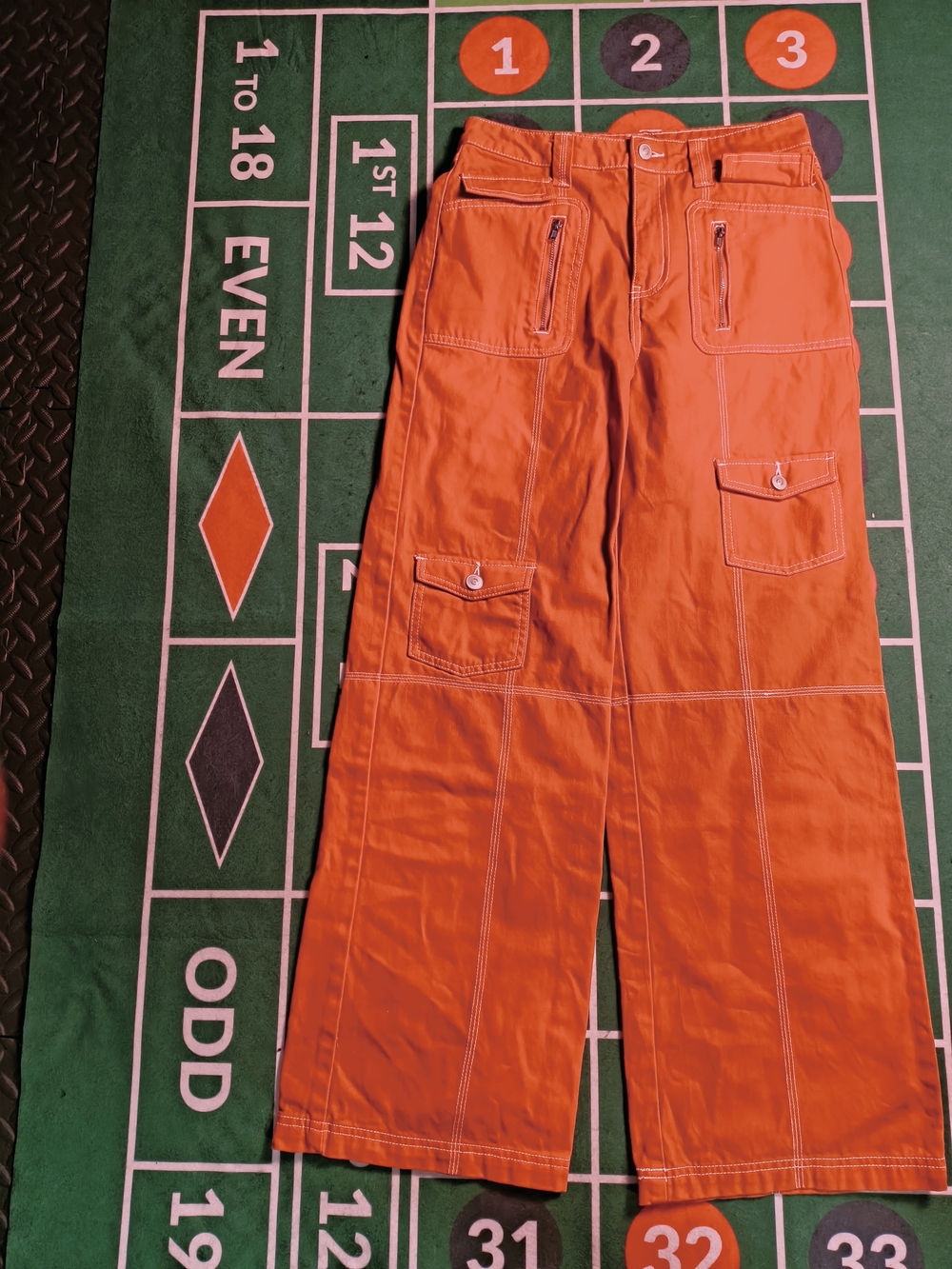 Forever 21 Orange Straight Leg Cargo Pants Utility Y2K Women’s Size M - Picture 3 of 12
